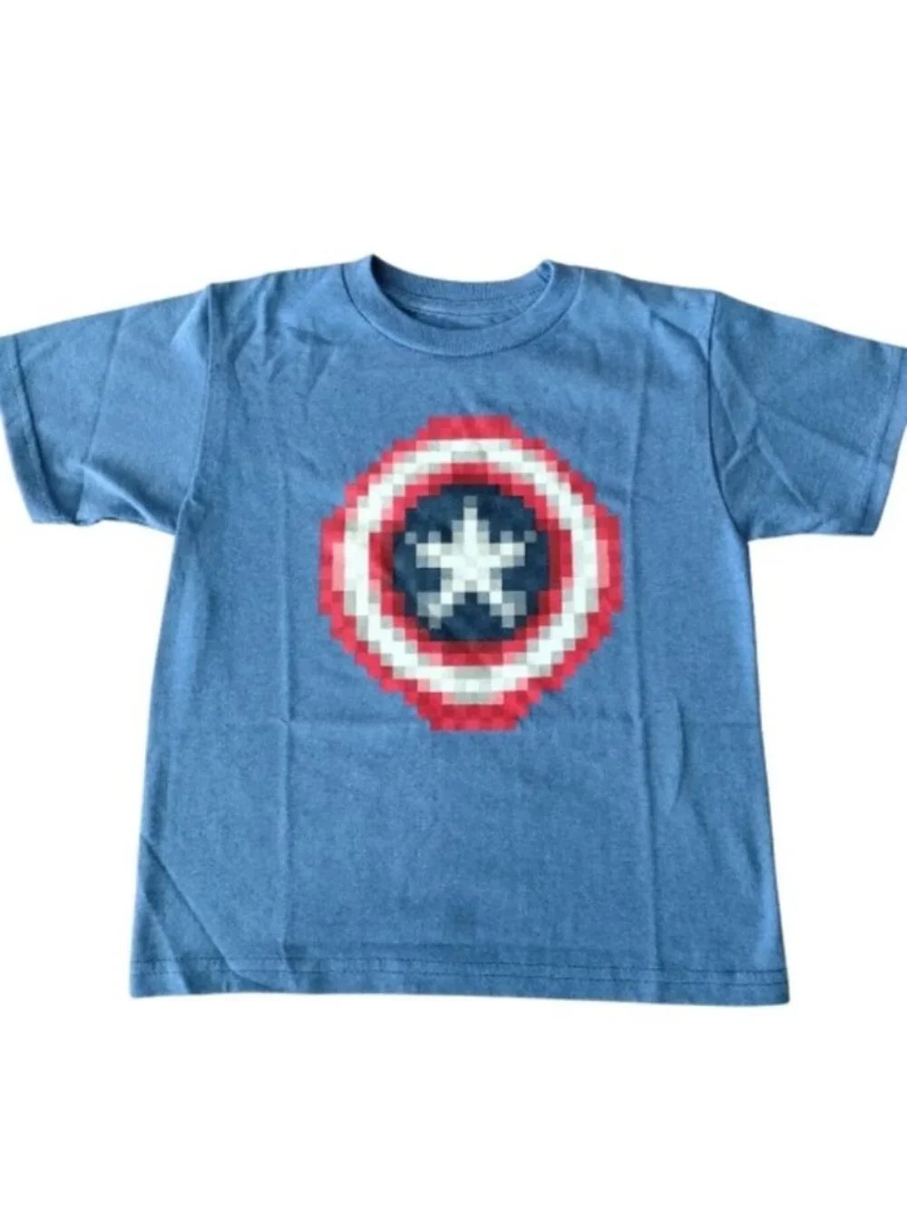 Marvel Avengers Capt. America Age of Ultron Pixelated T-Shirt, Blue Heather, XL